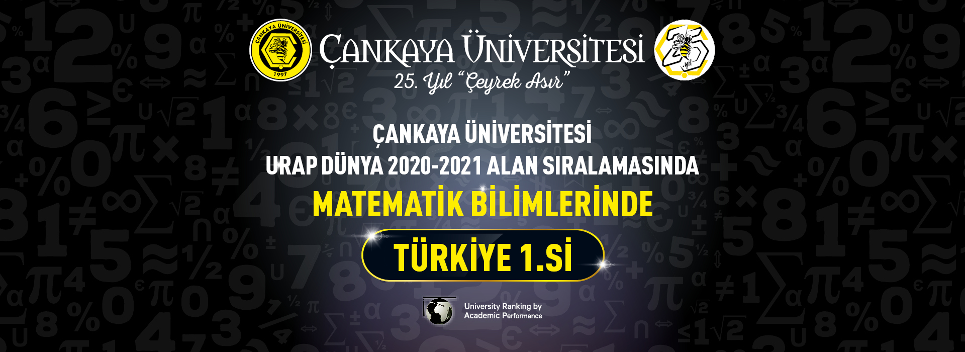 Çankaya Üniversitesi Urap Dünya 2020-2021 Alan Sıralamasında Matematik Bilimlerinde Türkiye 1.si