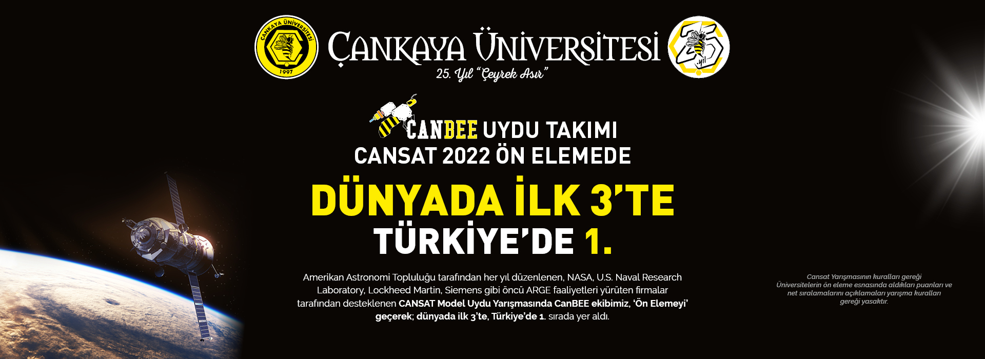 Canbee Uydu Takımı Dünyada ilk 3'te Türkiye'de 1.
