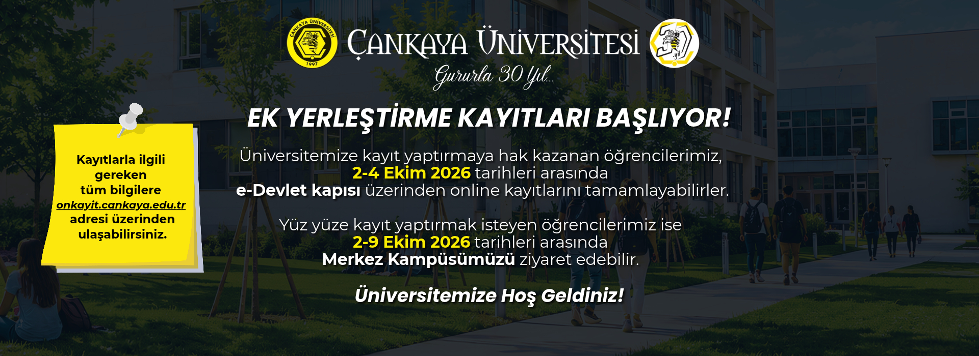 Ek Yerleştirme Kayıtları Başlıyor