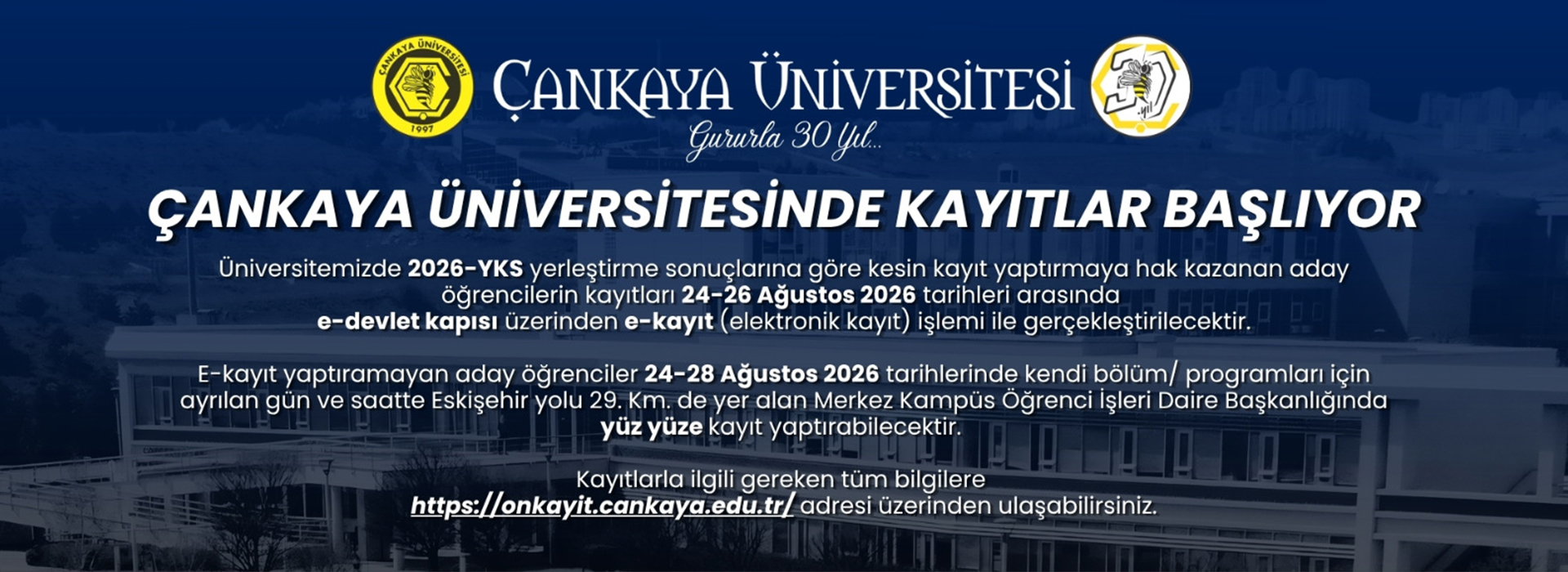 Çankaya Üniversitesi Kayıtlar Başlıyor